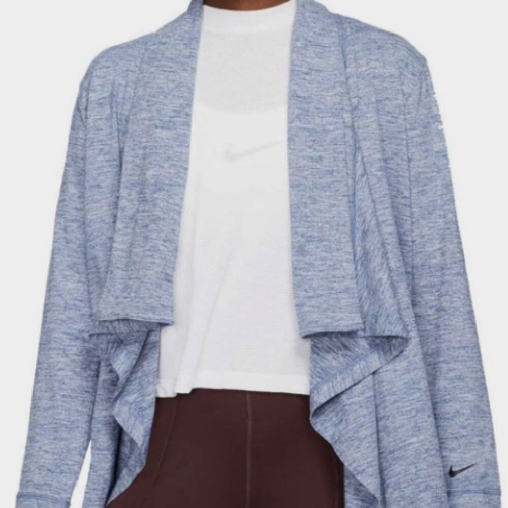 Nike Blue Heather yoga drape front cardigan S